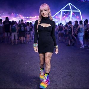 HERA COLLECTION black bustier mini dress - goth rave bodycon - women’s medium